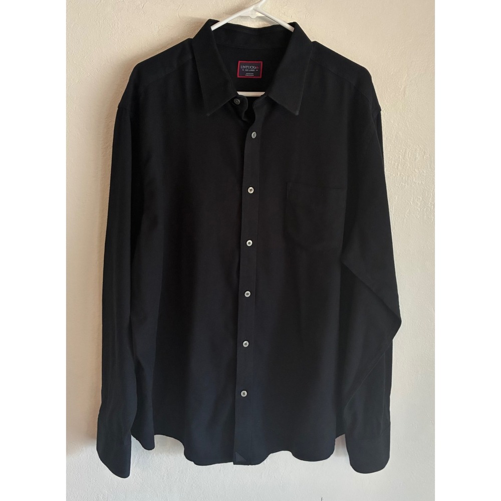 UNTUCKit Sherwood Flannel Shirt Mens XX Large Black 100% Cotton Long Sleeve EUC